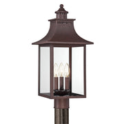Quoizel CCR9010CU Chancellor Three Light Outdoor Post Lantern, Copper Bronze Main Image.jpg