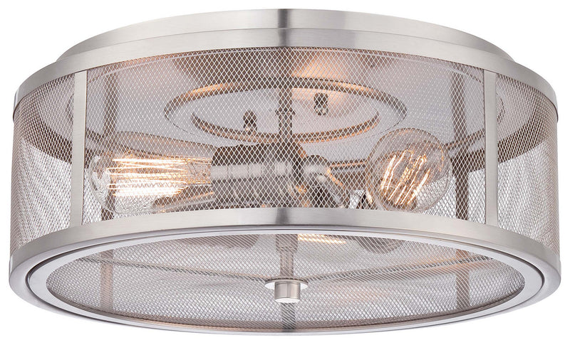 Minka-Lavery 4133-84 Downtown Edison Three Light Flush Mount, Brushed Nickel Main Image.jpg