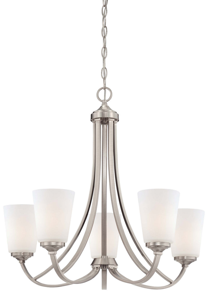 Minka-Lavery 4965-84 Overland Park Five Light Chandelier, Brushed Nickel Main Image.jpg