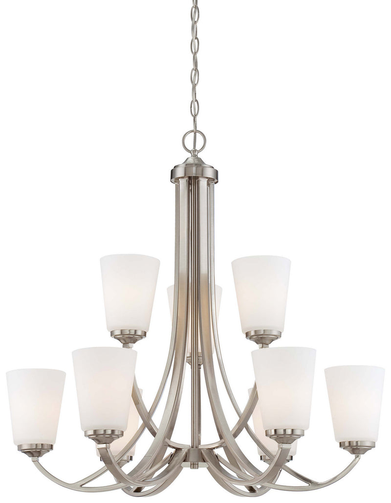 Minka-Lavery 4969-84 Overland Park Nine Light Chandelier, Brushed Nickel Main Image.jpg