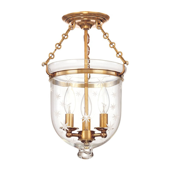 Hudson Valley 251-AGB-C3 Hampton Three Light Semi Flush Mount, Aged Brass Main Image.jpg