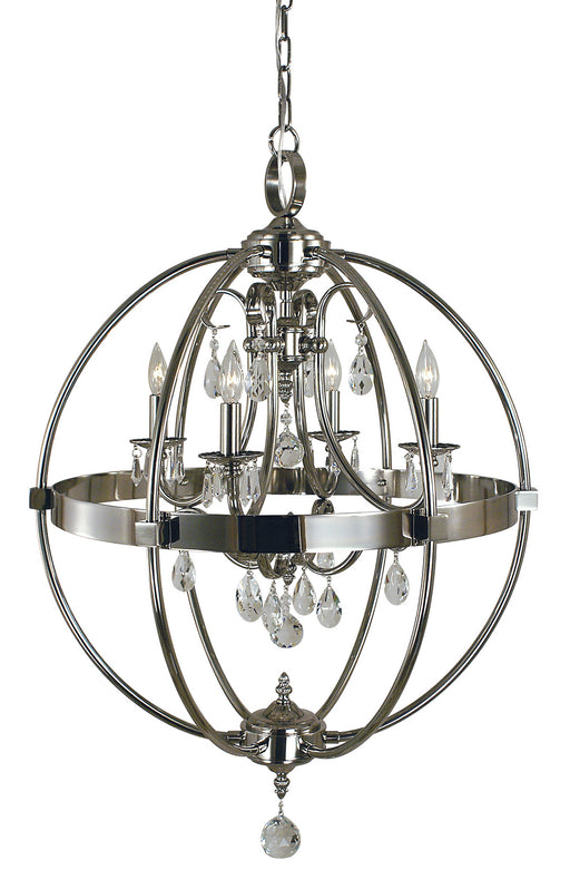 Framburg 1064 BN Compass Four Light Chandelier, Brushed Nickel Main Image.jpg