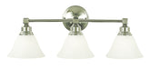 Framburg 2423 PN/WH Taylor Three Light Wall Sconce, Polished Nickel with White Marble Glass Shade Main Image.jpg