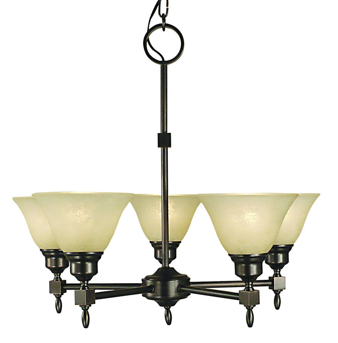 Framburg 2435 SBR/CM Taylor Five Light Chandelier, Siena Bronze with Champagne Marble Glass Shade Main Image.jpg