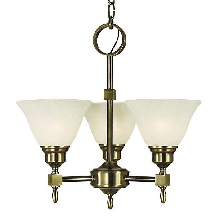 Framburg 2438 AB/WH Taylor Three Light Chandelier, Antique Brass with White Marble Glass Shade Main Image.jpg