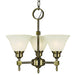 Framburg 2438 AB/WH Taylor Three Light Chandelier, Antique Brass with White Marble Glass Shade Main Image.jpg