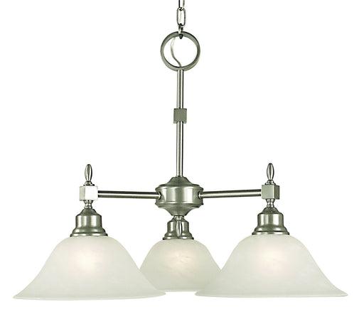 Framburg 2439 BN/WH Taylor Three Light Chandelier, Brushed Nickel with White Marble Glass Shade Main Image.jpg