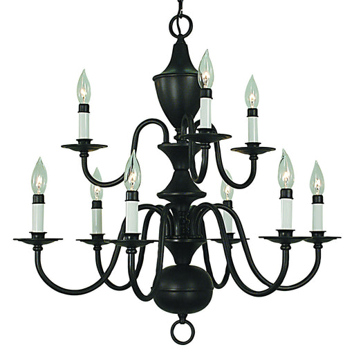 Framburg 2529 MBLACK Jamestown Nine Light Chandelier, Matte Black Main Image.jpg