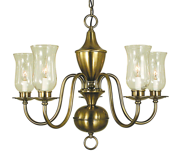 Framburg 2545 AB Jamestown Five Light Chandelier, Antique Brass Main Image.jpg