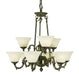 Framburg 7889 FB/WH Napoleonic Nine Light Chandelier, French Brass with White Marble Glass Shade Main Image.jpg