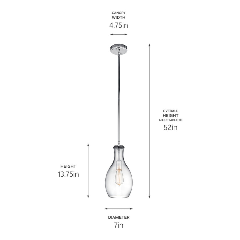 Kichler 42456CHCLR One Light Pendant, Chrome (2)