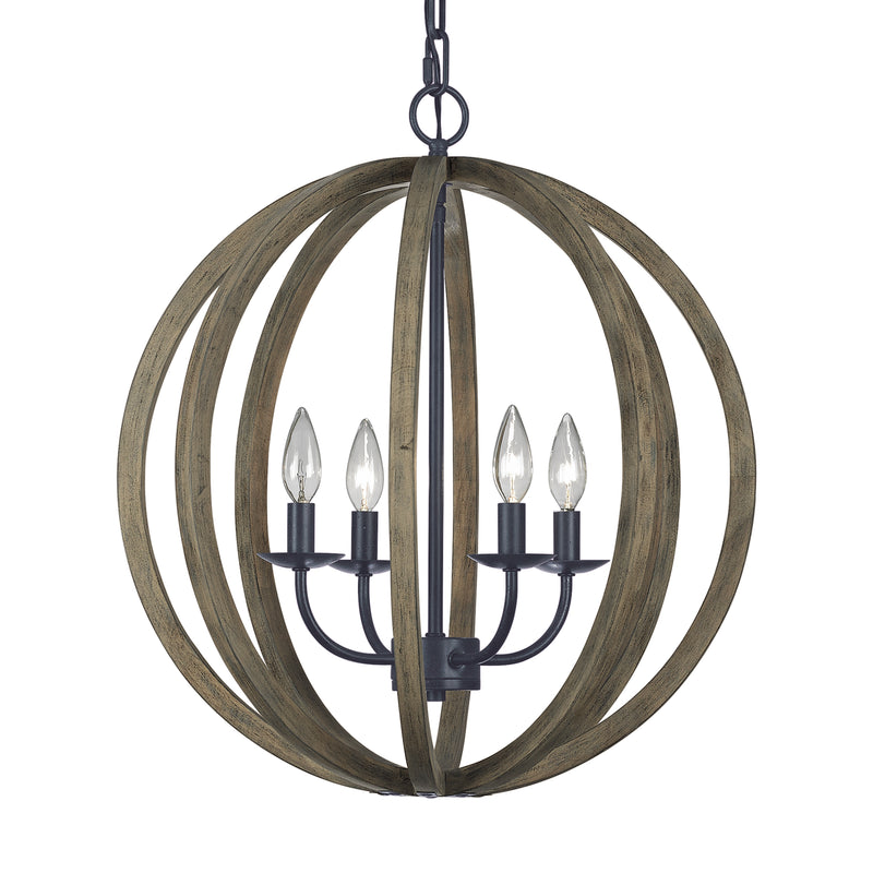 Visual Comfort Studio F2935/4WOW/AF Allier Four Light Pendant, Weathered Oak Wood / Antique Forged Iron Alternate Image.jpg