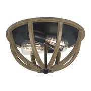 Visual Comfort Studio FM400WOW/AF Allier Two Light Flush Mount, Weathered Oak Wood / Antique Forged Iron Main Image.jpg