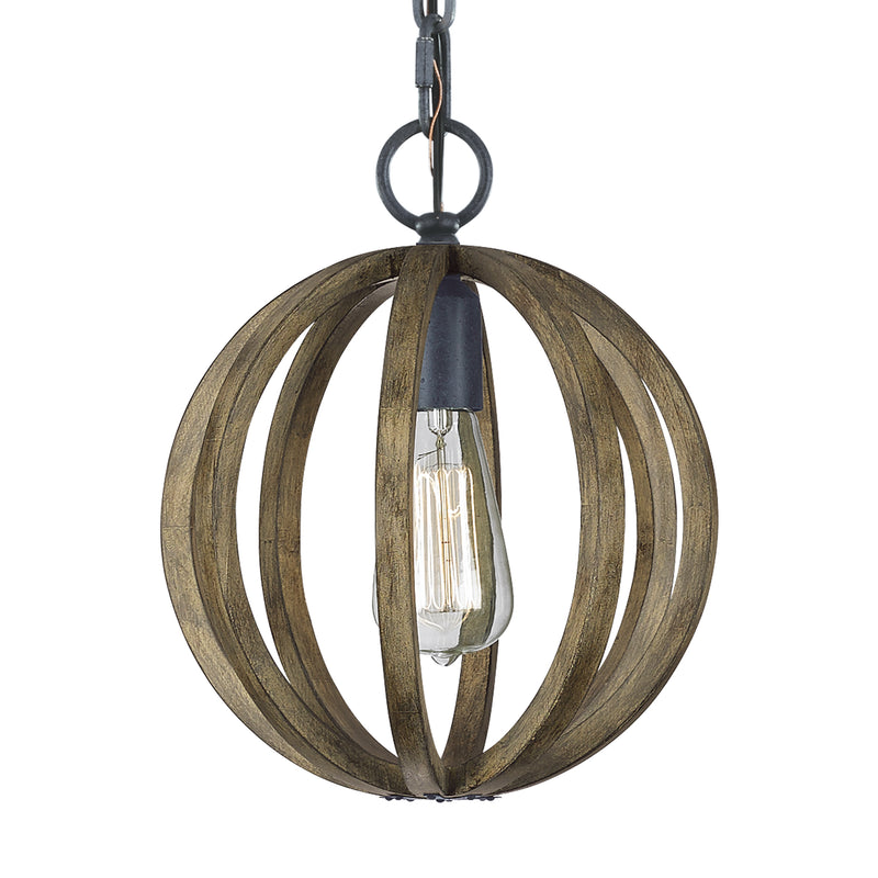 Visual Comfort Studio P1302WOW/AF Allier One Light Mini Pendant, Weathered Oak Wood / Antique Forged Iron Alternate Image.jpg