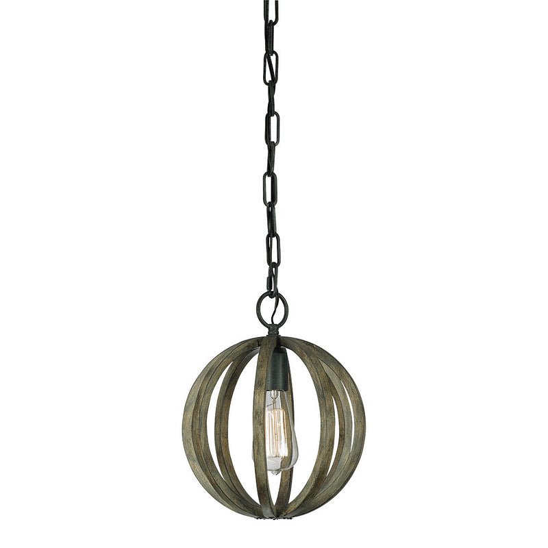 Visual Comfort Studio P1302WOW/AF Allier One Light Mini Pendant, Weathered Oak Wood / Antique Forged Iron Alternate Image 2.jpg