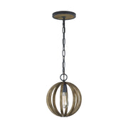 Visual Comfort Studio P1302WOW/AF Allier One Light Mini Pendant, Weathered Oak Wood / Antique Forged Iron Main Image.jpg