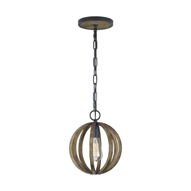 Visual Comfort Studio P1302WOW/AF Allier One Light Mini Pendant, Weathered Oak Wood / Antique Forged Iron Main Image.jpg