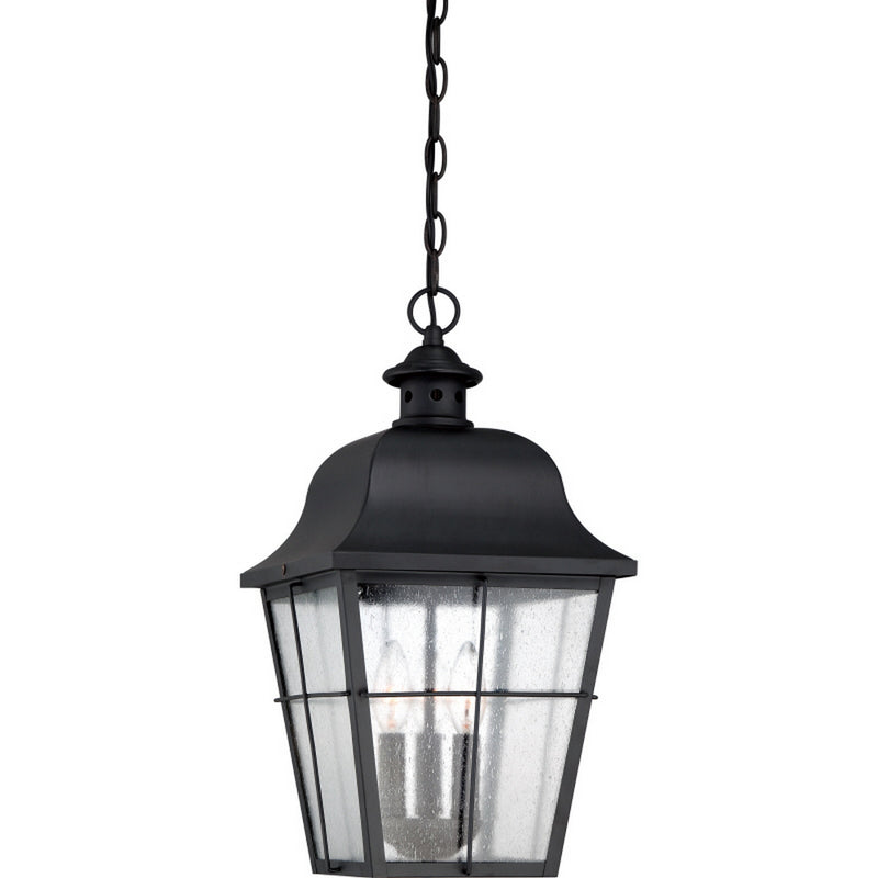 Quoizel MHE1910K Millhouse Three Light Outdoor Hanging Lantern, Mystic Black Main Image.jpg
