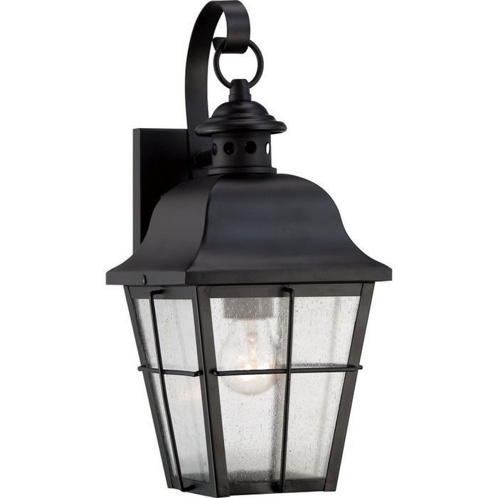 Quoizel MHE8406K Millhouse One Light Outdoor Wall Lantern, Mystic Black Main Image.jpg