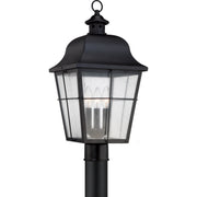 Quoizel MHE9010K Millhouse Three Light Outdoor Post Lantern, Mystic Black Main Image.jpg