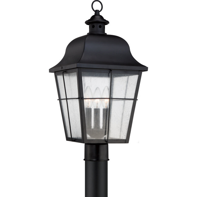 Quoizel MHE9010K Millhouse Three Light Outdoor Post Lantern, Mystic Black Main Image.jpg