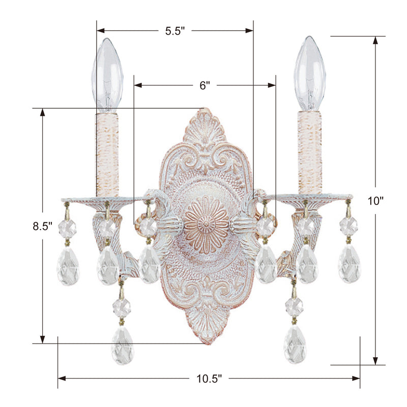 Crystorama 5022-AW-CL-S Paris Market Two Light Wall Sconce Antique White Alternate Image.jpg