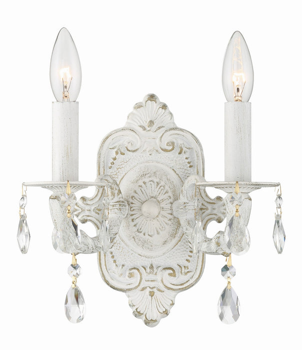 Crystorama 5022-AW-CL-S Paris Market Two Light Wall Sconce Antique White Main Image.jpg
