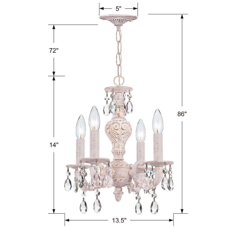Crystorama 5024-AW-CL-S Paris Market Four Light Mini Chandelier Antique White Alternate Image.jpg