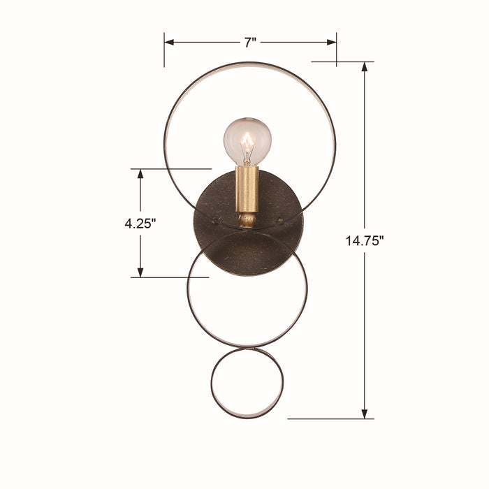 Crystorama 581-EB-GA Luna One Light Wall Sconce English Bronze / Antique Gold Alternate Image.jpg