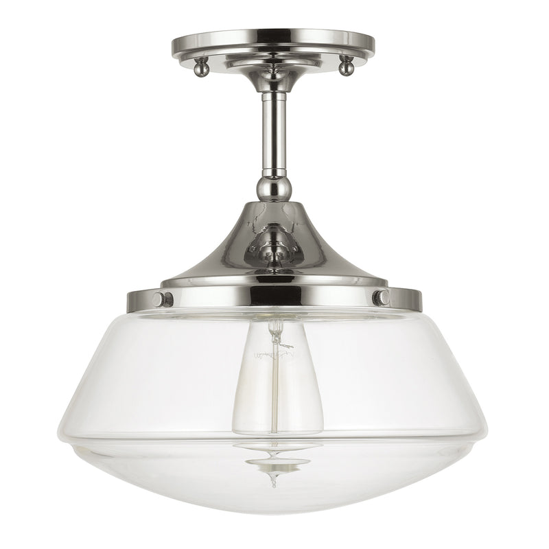 Capital Lighting 3533PN-134 Schoolhouse One Light Semi-Flush Mount, Polished Nickel Main Image.jpg