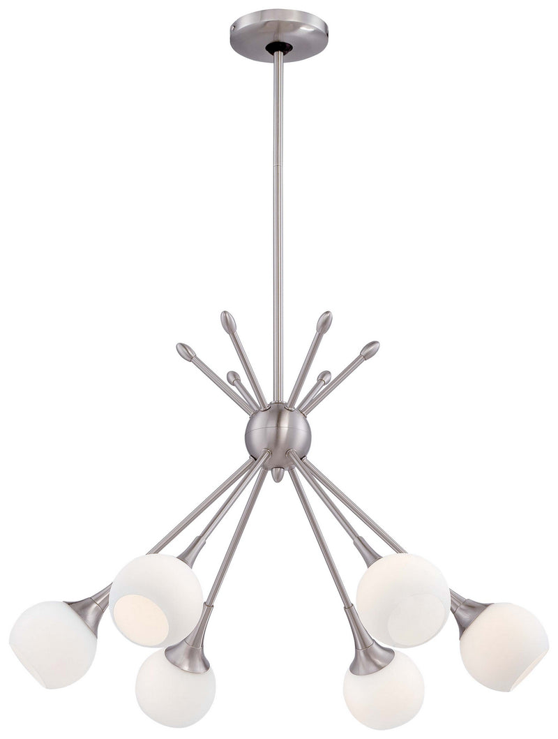 George Kovacs P1806-084 Pontil Six Light Chandelier, Brushed Nickel Main Image.jpg
