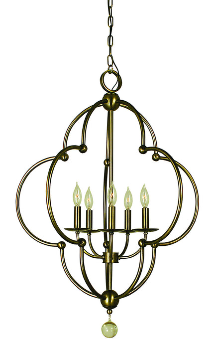 Framburg 1162 AB Quatrefoil Five Light Chandelier, Antique Brass Main Image.jpg