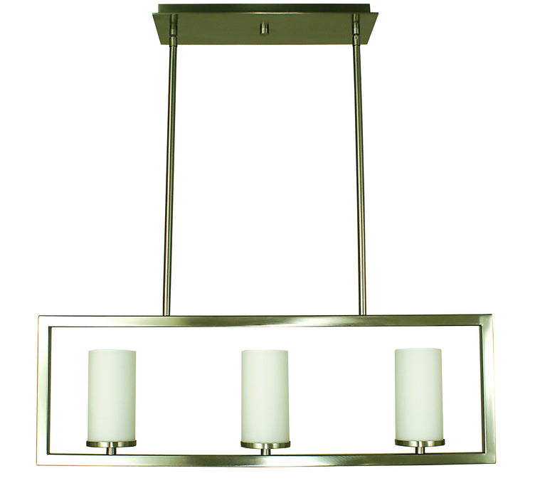 Framburg 1193 BN Theorem Three Light Island Chandelier, Brushed Nickel Main Image.jpg