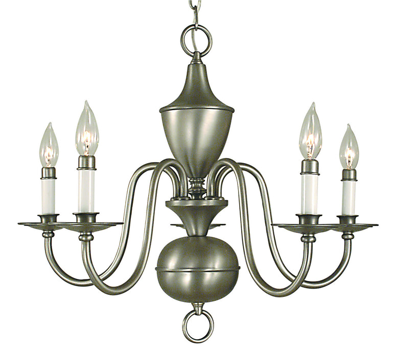 Framburg 2525 SP Jamestown Five Light Chandelier, Satin Pewter Main Image.jpg