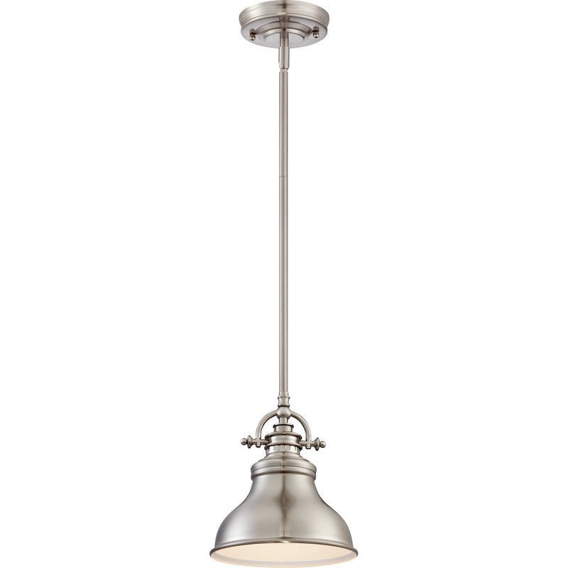Quoizel ER1508BN Emery One Light Mini Pendant, Brushed Nickel Main Image.jpg