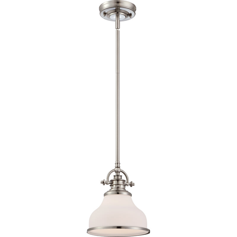 Quoizel GRT1508BN Grant One Light Mini Pendant, Brushed Nickel Main Image.jpg