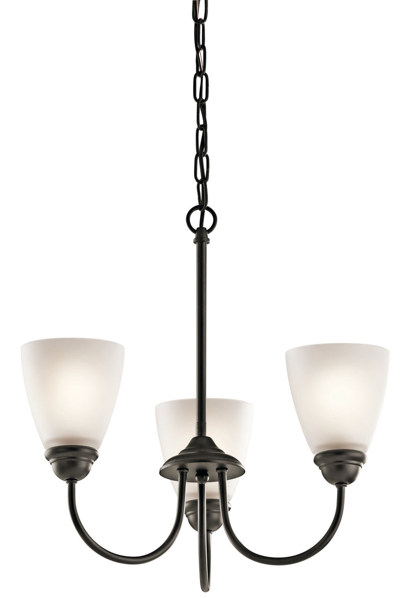 Kichler 43637OZ Three Light Mini Chandelier, Olde Bronze