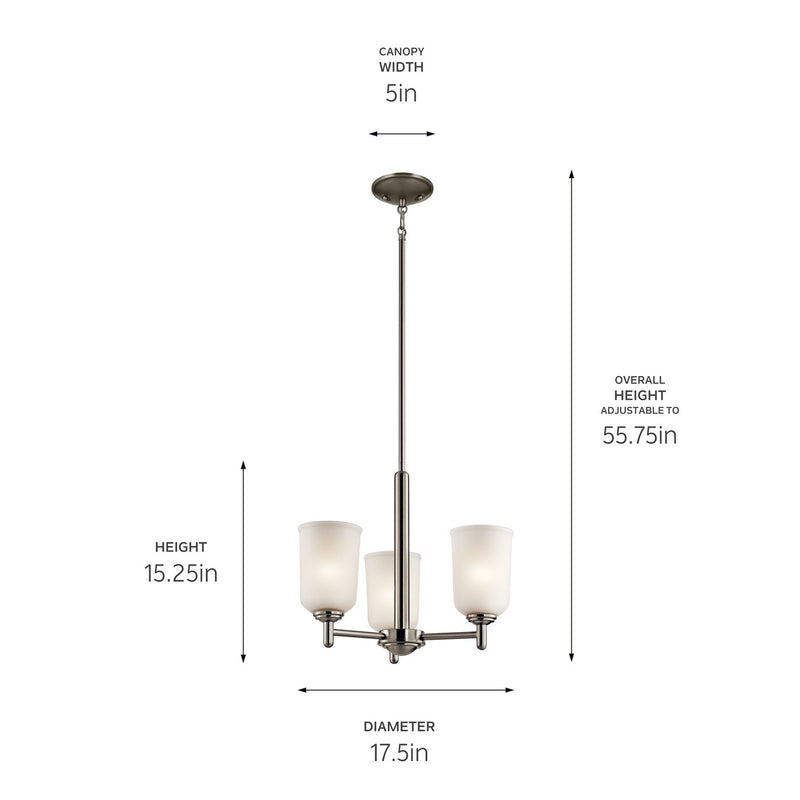Kichler 43670NI Three Light Mini Chandelier, Brushed Nickel (2)