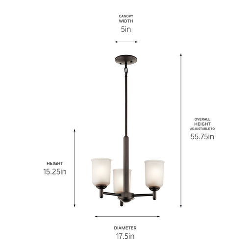 Kichler 43670OZ Three Light Mini Chandelier, Olde Bronze (2)
