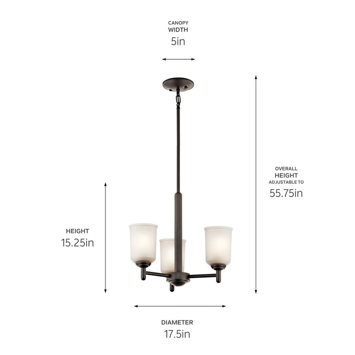 Kichler 43670OZ Three Light Mini Chandelier, Olde Bronze (2)