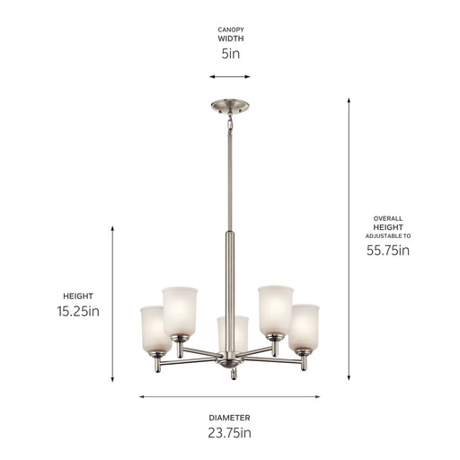 Kichler 43671NI Five Light Chandelier, Brushed Nickel (2)