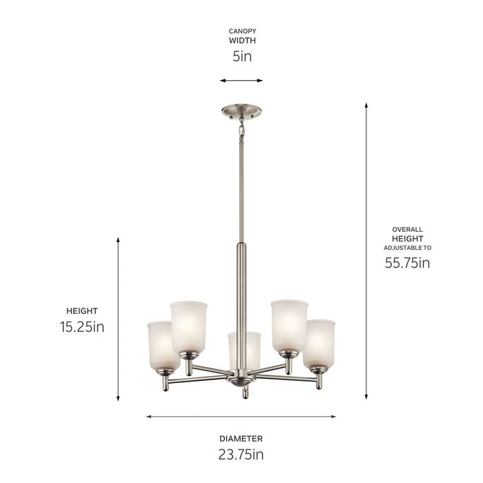 Kichler 43671NI Five Light Chandelier, Brushed Nickel (2)