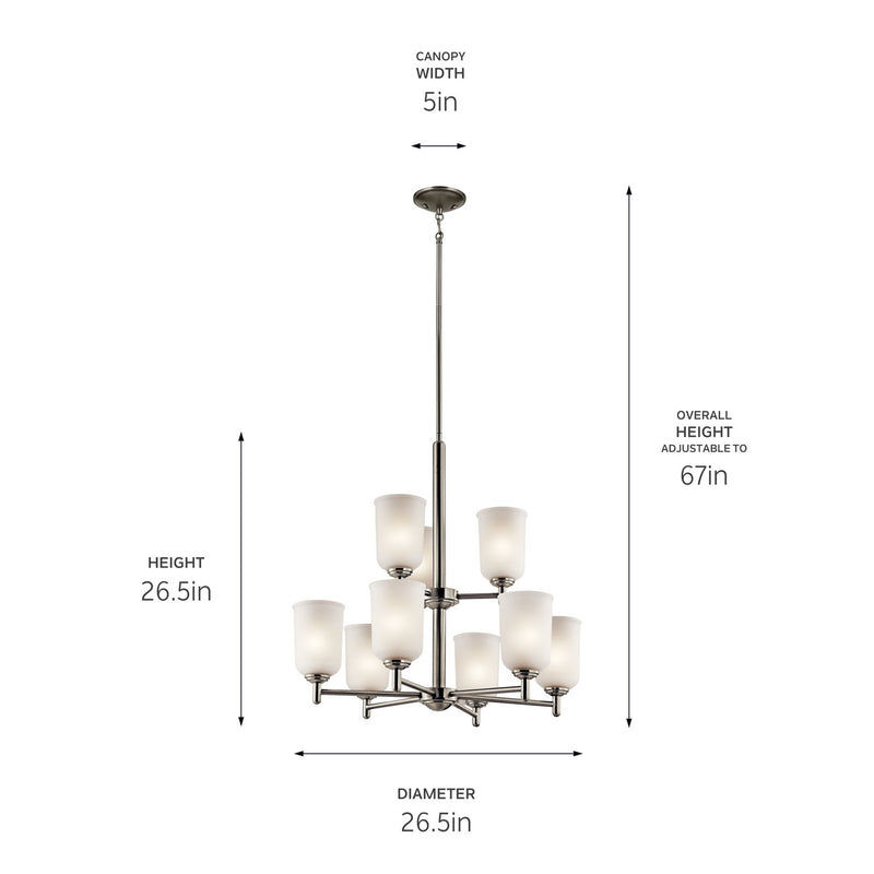 Kichler 43672NI Nine Light Chandelier, Brushed Nickel (2)