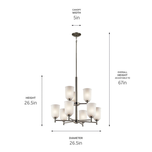 Kichler 43672NI Nine Light Chandelier, Brushed Nickel (2)