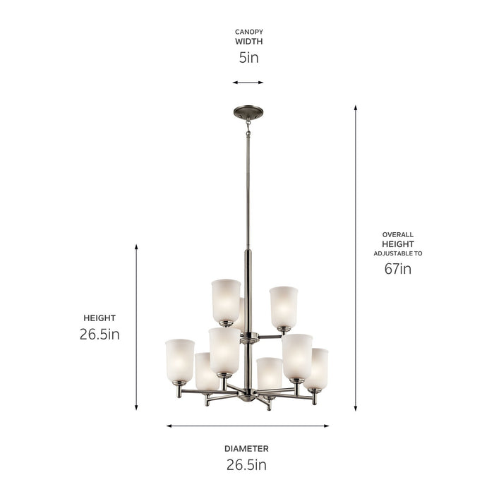 Kichler 43672NI Nine Light Chandelier, Brushed Nickel (2)