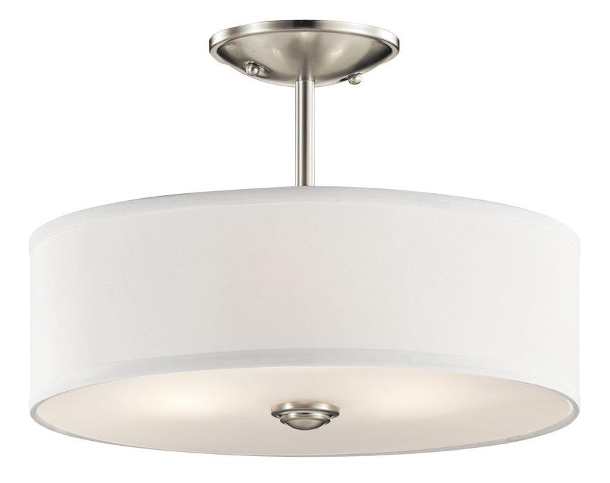 Kichler 43675NI Shailene Three Light Semi Flush Mount, Brushed Nickel Main Image.jpg