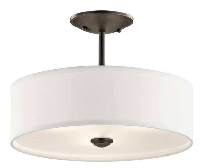 Kichler 43675OZ Three Light Semi Flush Mount, Olde Bronze