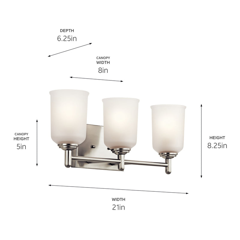 Kichler 45574NI Three Light Bath, Brushed Nickel (2)