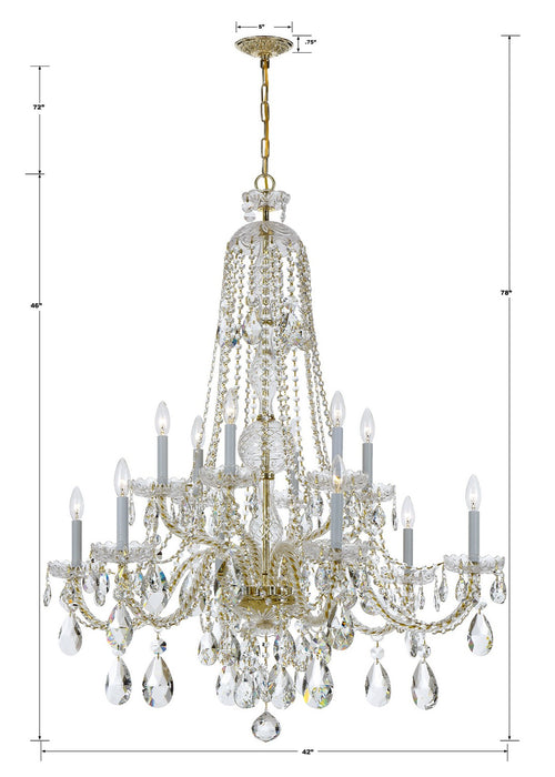Crystorama 1114-PB-CL-MWP Traditional Crystal 12 Light Chandelier Polished Brass Alternate Image 2.jpg