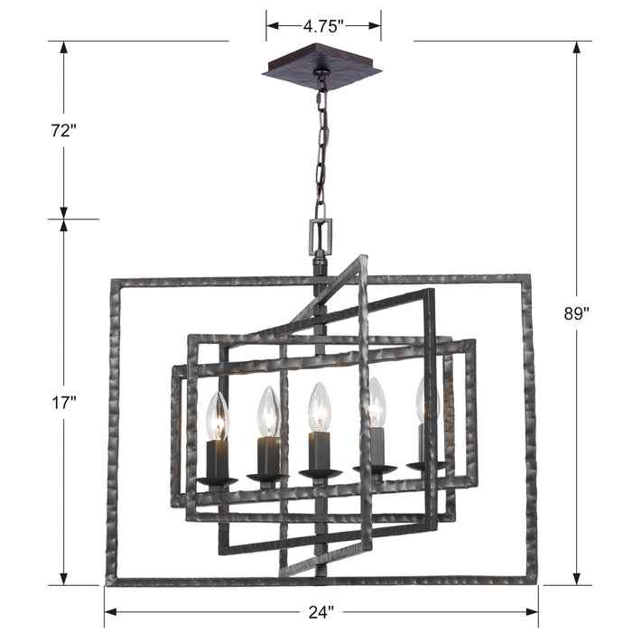 Crystorama 336-RS Capri Five Light Chandelier Raw Steel Alternate Image 4.jpg